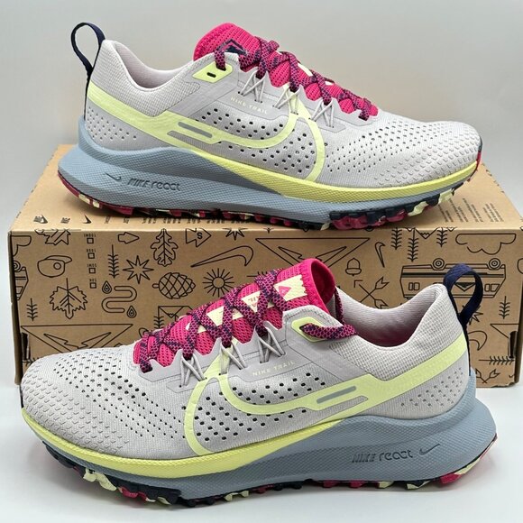 Nike Shoes - Women's Nike Pegasus React Trail 4 Running Shoes Light Purple Yellow DJ6159-002